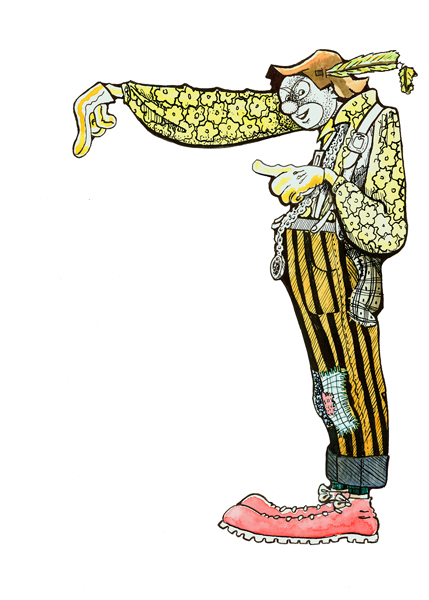 Clown  Illustration Ink/watercolor/prisma pencil
